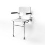 White Wall Mounted Folding Shower Seat With Arms - Nymas 