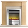 Adam Modern Oak Fireplace Mantel with Colorado Electric Fire in Chrome - Solus