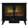 Adam Black Electric Fireplace Heater Stove with Double Doors &amp; Log Effect Fuel Bed - Woodhouse