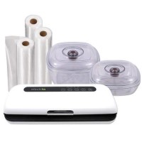 Exclusive electriQ Vacuum Sealer Pack Includes Vacuum Sealer 20cm x1000cm rolls and Containers
