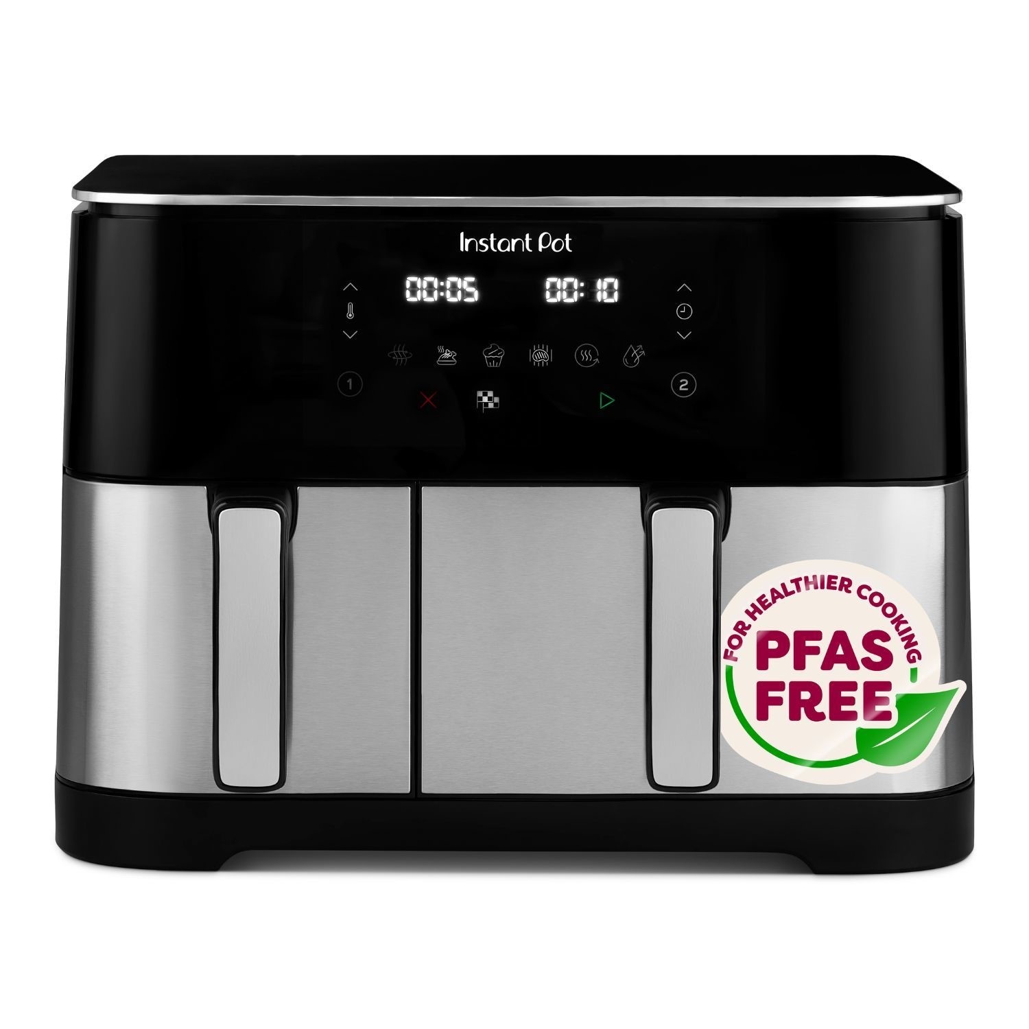 Pot Dual Vortex Air Fryer PFAS Free Large Twin 7L 4L Baskets 8 1 Dehydrate Grill Bake Roast Reheat No