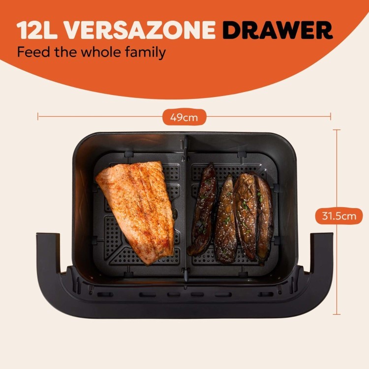 Instant Pot Vortex VersaZone 12L Air Fryer PFAS Free Large Twin 6L Baskets 8-in-1 Dehydrate Grill Bake Roast Reheat Easy Clean Dishwasher Safe Black Pepper