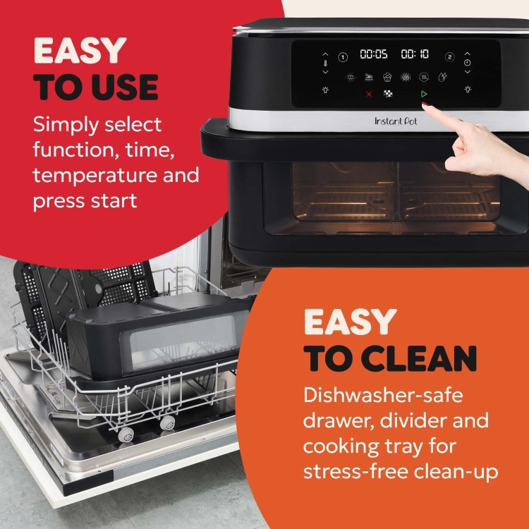 Instant Pot Vortex VersaZone 12L Air Fryer PFAS Free Large Twin 6L Baskets 8-in-1 Dehydrate Grill Bake Roast Reheat Easy Clean Dishwasher Safe Black Pepper