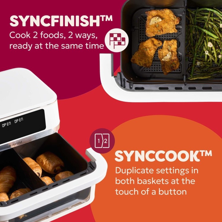 Instant Pot Vortex VersaZone 12L Air Fryer PFAS Free Large Twin 6L Baskets 8-in-1 Dehydrate Grill Bake Roast Reheat Easy Clean Dishwasher Safe White