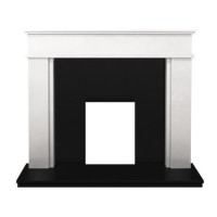 Adam Portland Sparkly White  Marble Fireplace Surround with Black Hearth