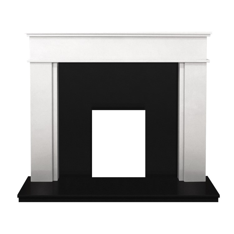 Adam Portland Sparkly White  Marble Fireplace Surround with Black Hearth