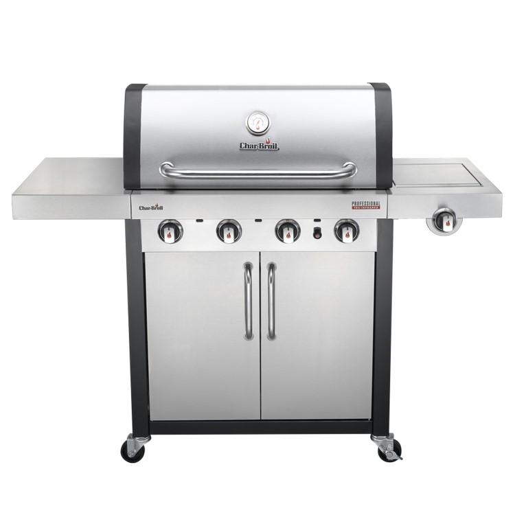 Char-Broil Professional Series 4400S - 4 Burner Gas BBQ Grill with Side Burner - Stainless Steel