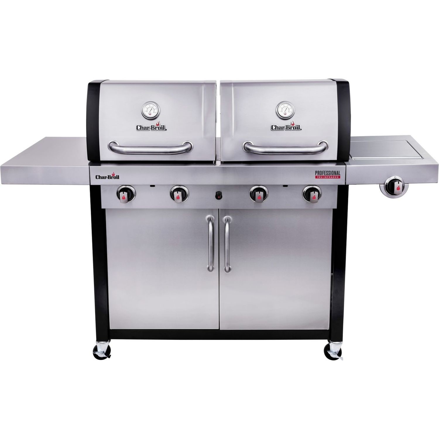 Char-Broil Professional 4600 Double Header - 4 Burner BBQ Grill with Side Burner - Stainless Steel