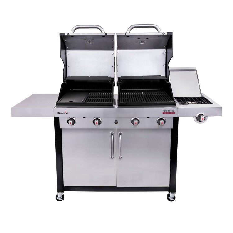 Char-Broil Professional 4600 Double Header - 4 Burner BBQ Grill with Side Burner - Stainless Steel