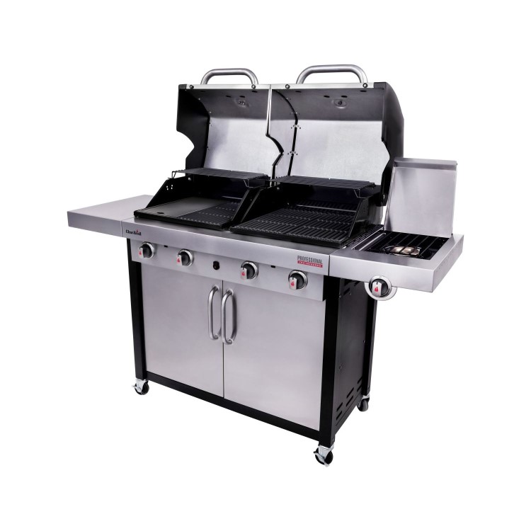 Char-Broil Professional 4600 Double Header - 4 Burner BBQ Grill with Side Burner - Stainless Steel