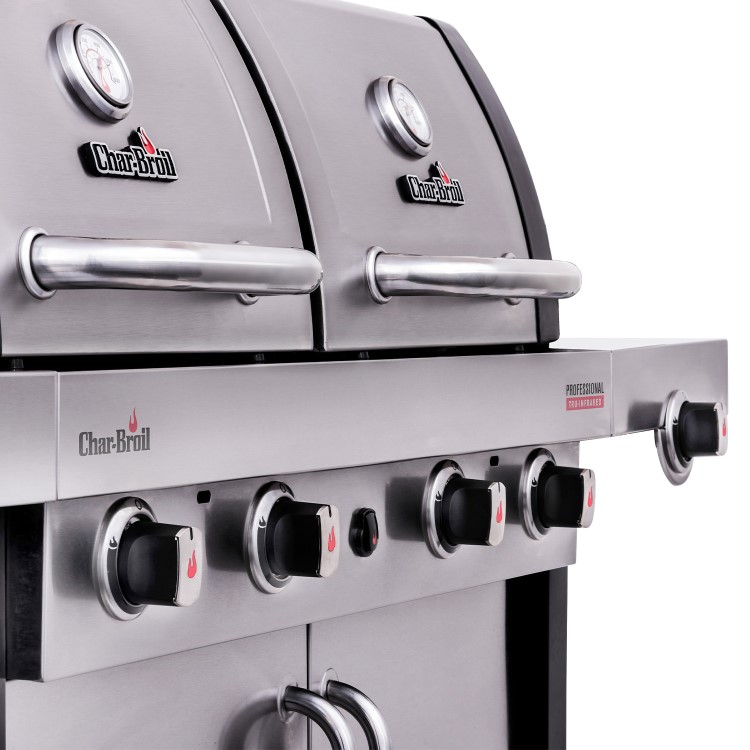 Char-Broil Professional 4600 Double Header - 4 Burner BBQ Grill with Side Burner - Stainless Steel