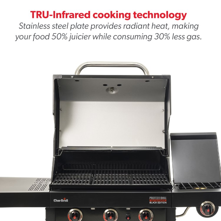 Refurbished Char-Broil Professional Series Ultimate Black Edition 3500 - 3 Burner BBQ with Side Burner