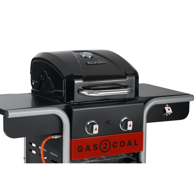 Barbecue Hybride Gaz-Charbon Char-Broil Gas2Coal 210 - Noir, Grilles Fonte, Allumage Électronique