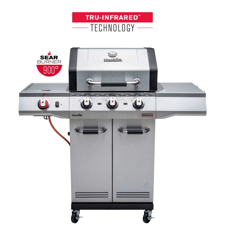Refurbished Char-Broil Advantage PRO S 3 - 3 Burner Gas BBQ Grill with Side Burner - Silver