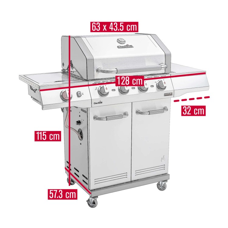Char-Broil Advantage PRO S 4 - 4 Burner Gas BBQ Grill with Side Burner - Silver