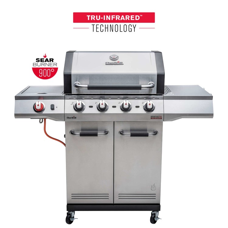 Char-Broil Advantage PRO S 4 - 4 Burner Gas BBQ Grill with Side Burner - Silver