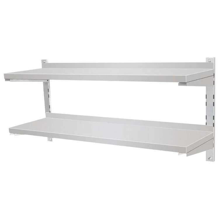 Hamoki STSW-093D 900mm Wide Double Stainless Steel Wall Shelf 300MM Deep