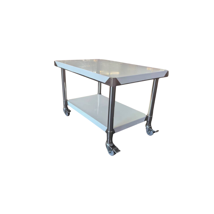 Hamoki 600mm Wide Stainless Steel Charbroiler and Griddle Stand - 600mm Deep With Bottom Shelf and Lockable Castors IMT-066S