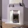 Adam Cuba Sparkly White Marble Fireplace Mantel Surround with Lights
