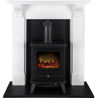 White and Black Electric Stove Fireplace Suite - Adam Harrogate
