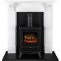 White and Black Electric Stove Fireplace Suite - Adam Harrogate