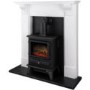 White and Black Electric Stove Fireplace Suite - Adam Harrogate