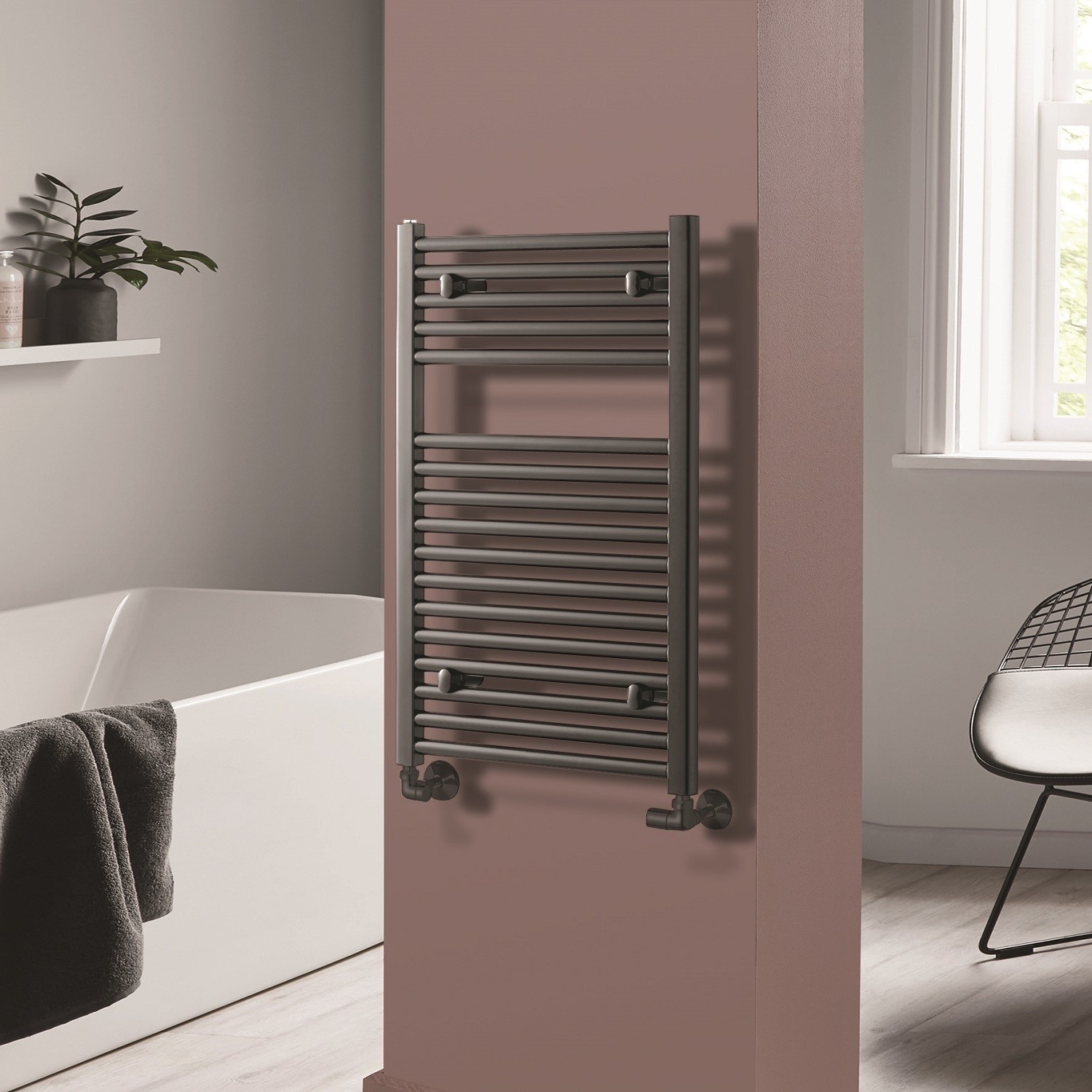 Anthracite Heated Towel Rail Radiator - 800 x 500mm - Pisa