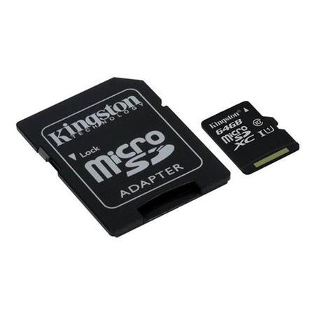 Kingston 64GB MicroSD Class 10 Card with Adapter