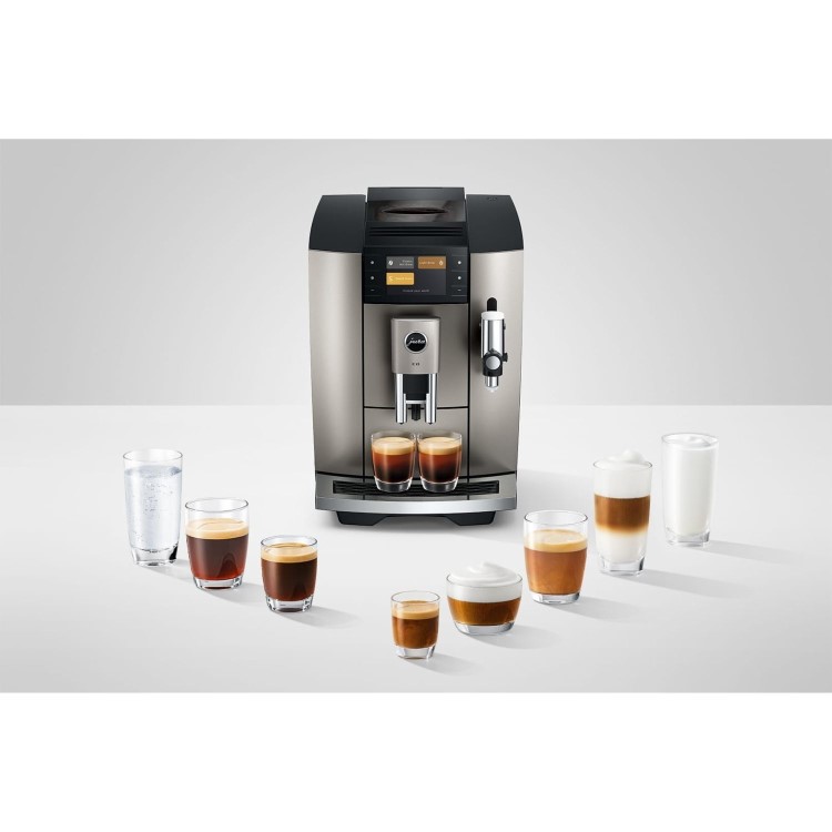 Jura E8 Bean-to-Cup Coffee Machine 15721 Silver One-Touch Espresso Cappuccino & Latte Maker
