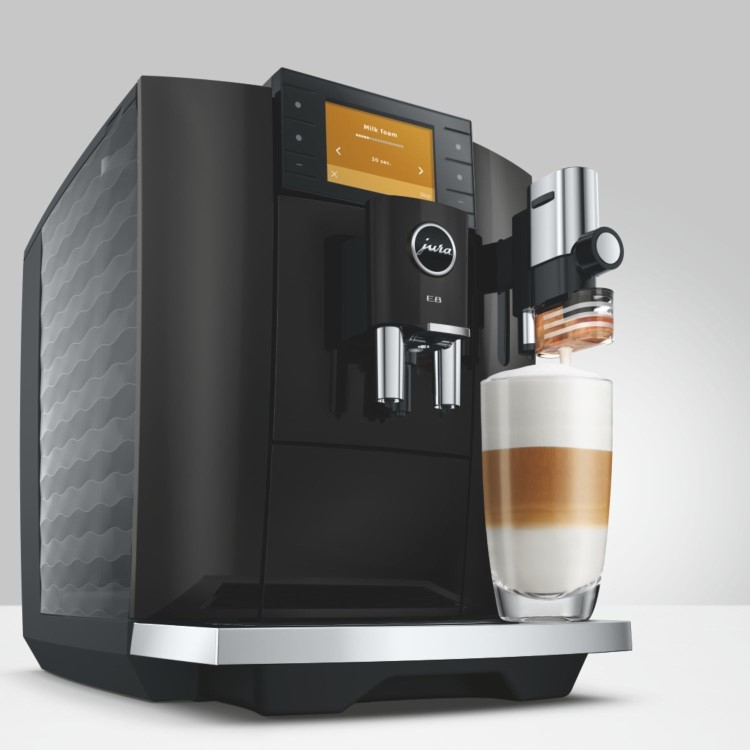 Jura E8 Bean-to-Cup Coffee Machine 15842 Piano Black - Premium One-Touch Espresso Cappuccino & Latte Maker