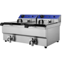 A2/161006 GRADE A2 - Hamoki Countertop Electric Fryer - Twin Tank, 2 x 13 Ltr, with Drain Taps, Plug In
