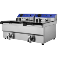 Hamoki EF-132V Electric Countertop Fryer 2 x 13ltr Twin Tank With Drain Taps - 2 x 3kW - Commercial Catering Model