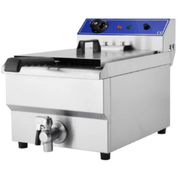 Hamoki EF-161V Electric Countertop Fryer 16ltr Single Tank With Drain Tap - 3kW - Commercial Catering Model