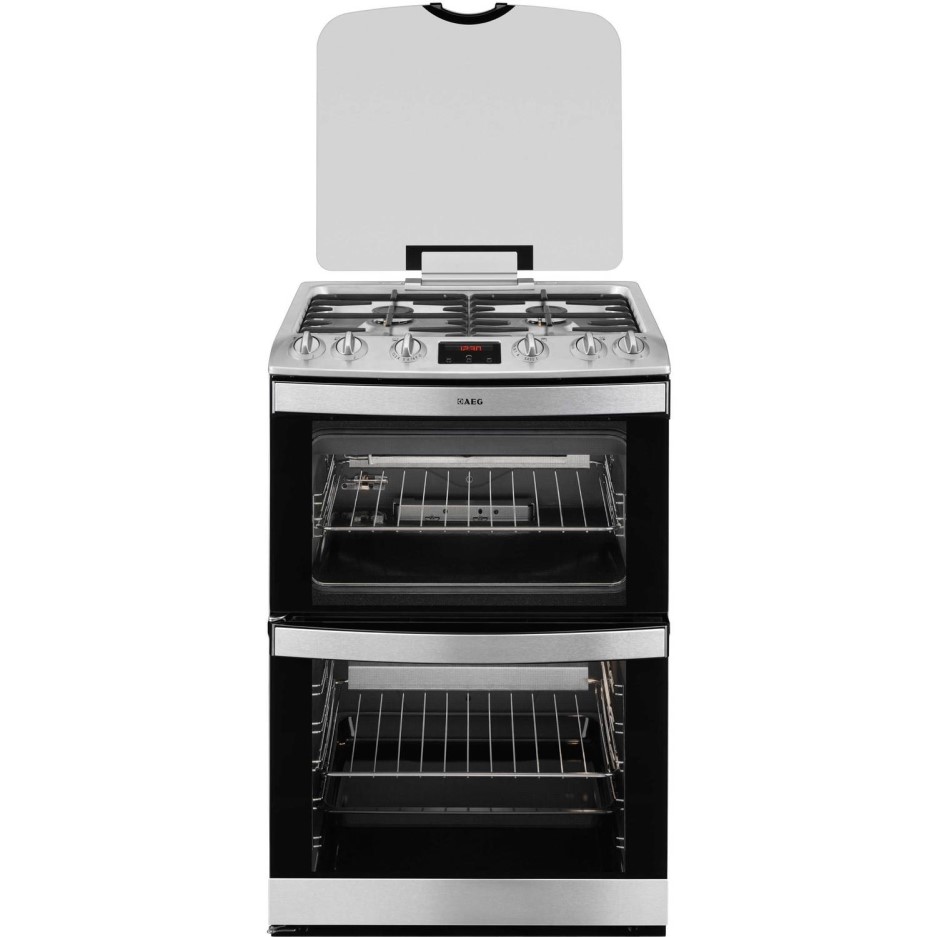 AEG 17166GMMN 60cm Double Oven Gas Cooker With Lid Stainless Steel