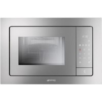 GRADE A2 - Light cosmetic damage - Smeg FME120 Linea Built In Microwave Oven With Grill - Silver Glass