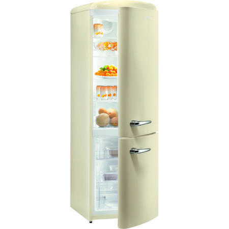 GRADE A3 - Heavy cosmetic damage - Gorenje RK60359OC Retro Style Freestanding Fridge Freezer Right Hand Hinge Cream