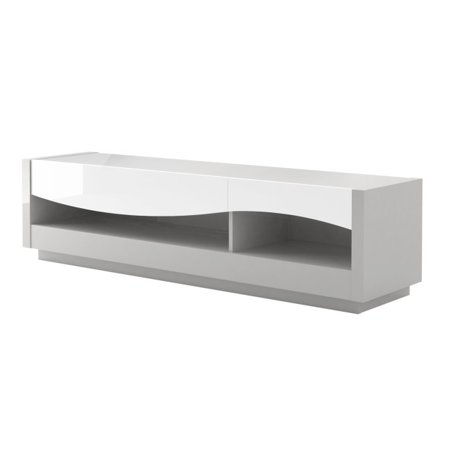 Sciae Flam Grey High Gloss TV Unit with 2 Drawers - TV's up to 70"