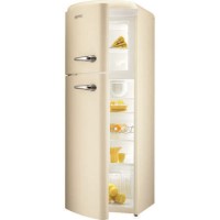 GRADE A3 - Heavy cosmetic damage - Gorenje RF60309OC-L Retro Style Left Hand Hinge Top Mount Freestanding Fridge Freezer Cream