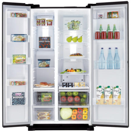 GRADE A1 - As new but box opened - Samsung RS7527BHCBC H-series American Fridge Freezer With External Display - Gloss Black