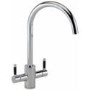 Reginox Chrome Twin Lever Kitchen Mixer Tap - Genesis Black Handle