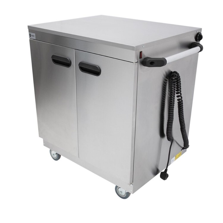 Parry 1888 Mobile Hot Cupboard With Plain Solid Top 865mm Wide. 13 Amp Plug In. Made In Britain