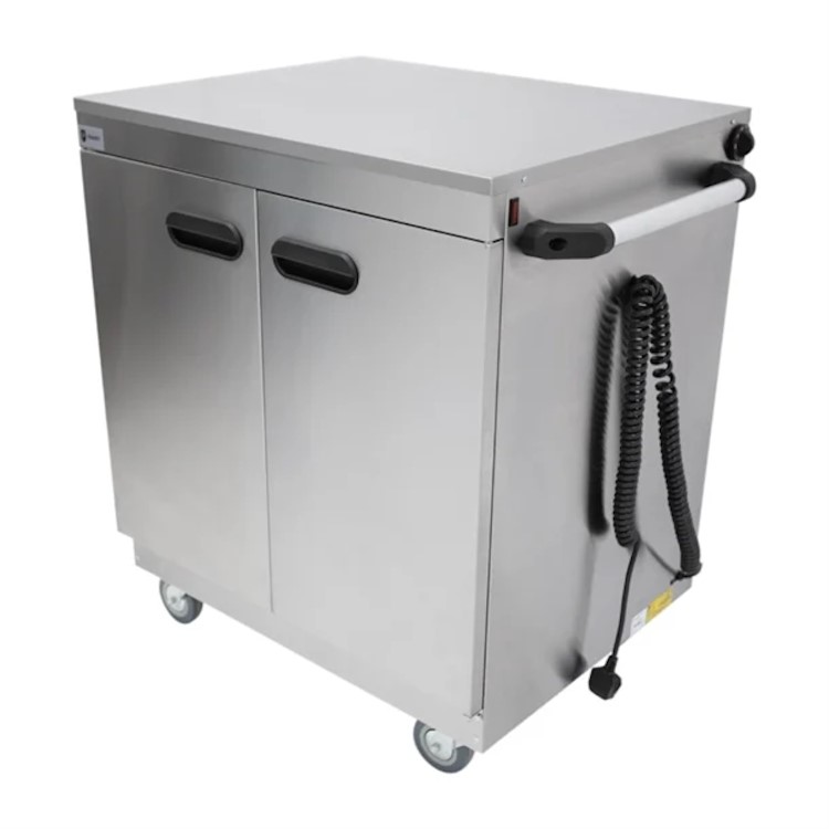 Parry 1888 Mobile Hot Cupboard With Plain Solid Top 865mm Wide. Fitted UK Plug. Made In Britain