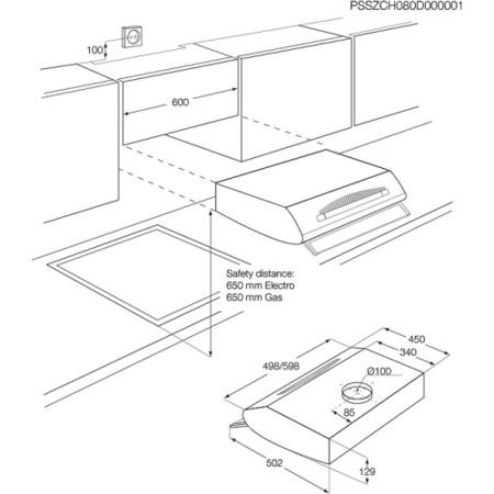 GRADE A2 - Light cosmetic damage - Zanussi ZHT610W 60cm wide Conventional Cooker Hood White