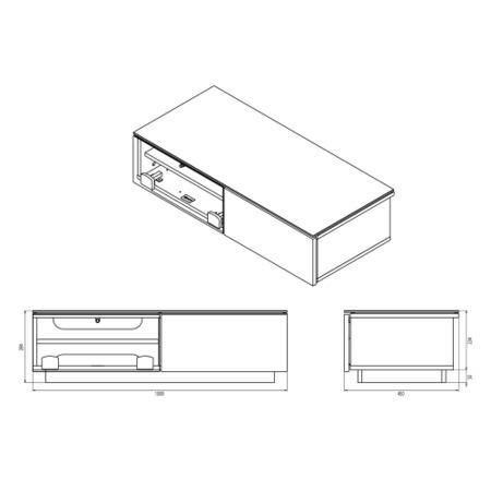 GRADE A1 - As new but box opened - UK-CF Vienna Gloss Black TV Cabinet - Up to 42 Inch