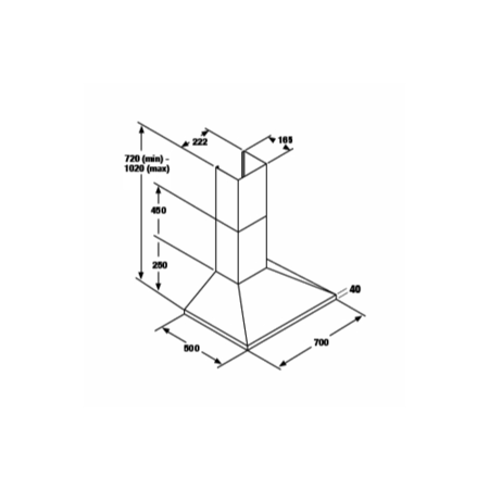 GRADE A3 - Heavy cosmetic damage - CDA ECH71SS Level 1 70cm Wide Chimney Cooker Hood Stainless Steel