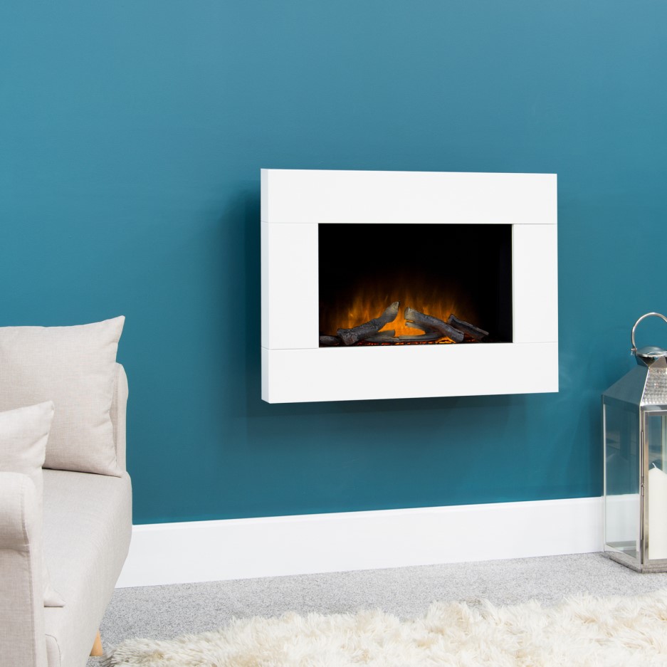 Adam Electric Wall Mounted Fire in Pure White Carina Range 19961