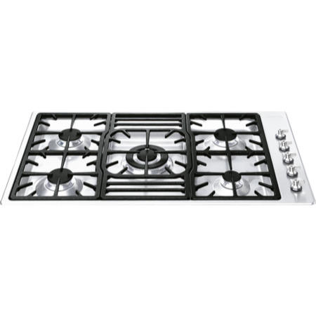 GRADE A2 - Light cosmetic damage - Smeg PGF95-4 Classic Stainless Steel Ultra Low Profile 5 Burner 87cm Gas Hob