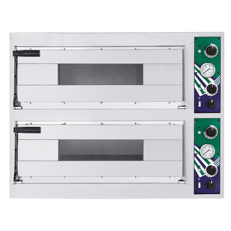 Hostek Nevo 44M Premium Twin Deck Pizza Oven Up To 8 x 13" Pizza. Electric Single Phase 9.4kW. Up To 450C. Made In Italy