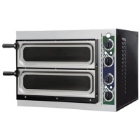 HOSTEK NEVO 2/40 Vetro 4T Twin Deck Electric Pizza Oven Up to 2 x 14" Pizzas - Glass Viewing Window and Interior Lights 2.4kW  Up to 450C. Made In Italy. 13 Amp.