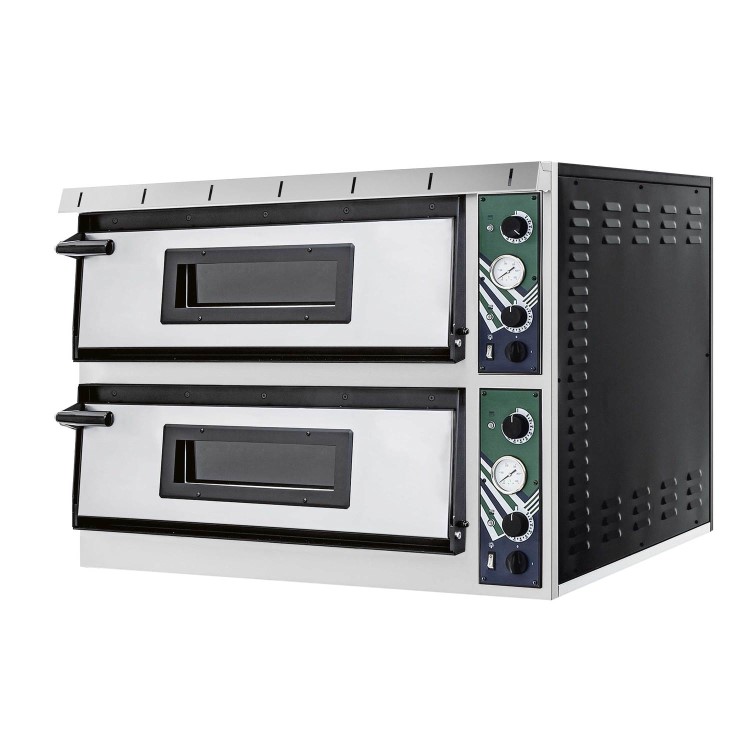 Hostek Estra 44 Superior Italian Manufactured Large Twin Deck Electric Pizza Oven 8 x 14" Pizza. Up To 450C. Single Phase 12kW